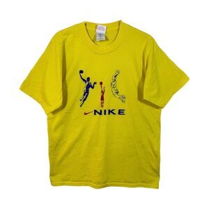 Vintage 90s Nike Basketball Graphic Tee Yellow Medium Made USA AS-IS